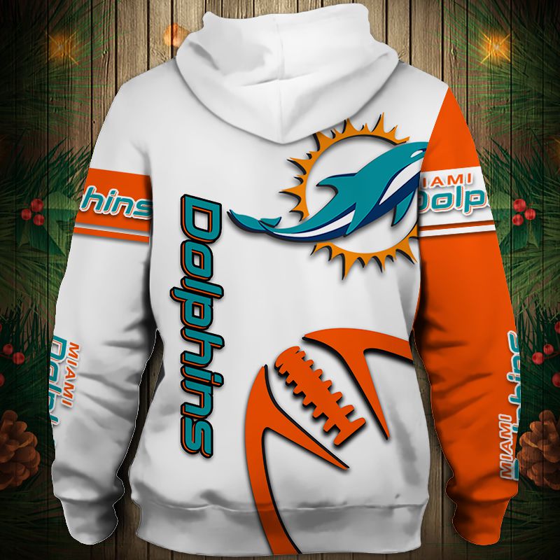 Miami Dolphins Graphic Balls Zip Hoodie Pullover All Over Print 3D Hoodie