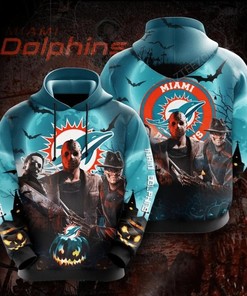 Miami Dolphins Halloween 3D Hoodie - Get Spooky With Your Team Spirit