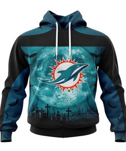 Miami Dolphins Halloween Custom Name & Number All Over Print 3D Hoodie Gifts For Fans