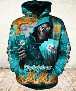 Miami Dolphins Halloween Death Card 3D All Over Print Hoodie