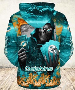 Miami Dolphins Halloween Death Card 3D All Over Print Hoodie