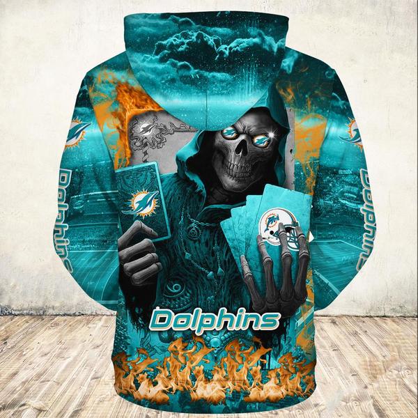 Miami Dolphins Halloween Death Card 3D All Over Print Hoodie