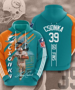 Miami Dolphins Larry Csonka Hoodie All Over Print All Over 3D Forest Green - A Fan Gear Must-Have