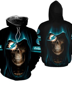 Miami Dolphins Limited Edition 3D Skull Hoodie
