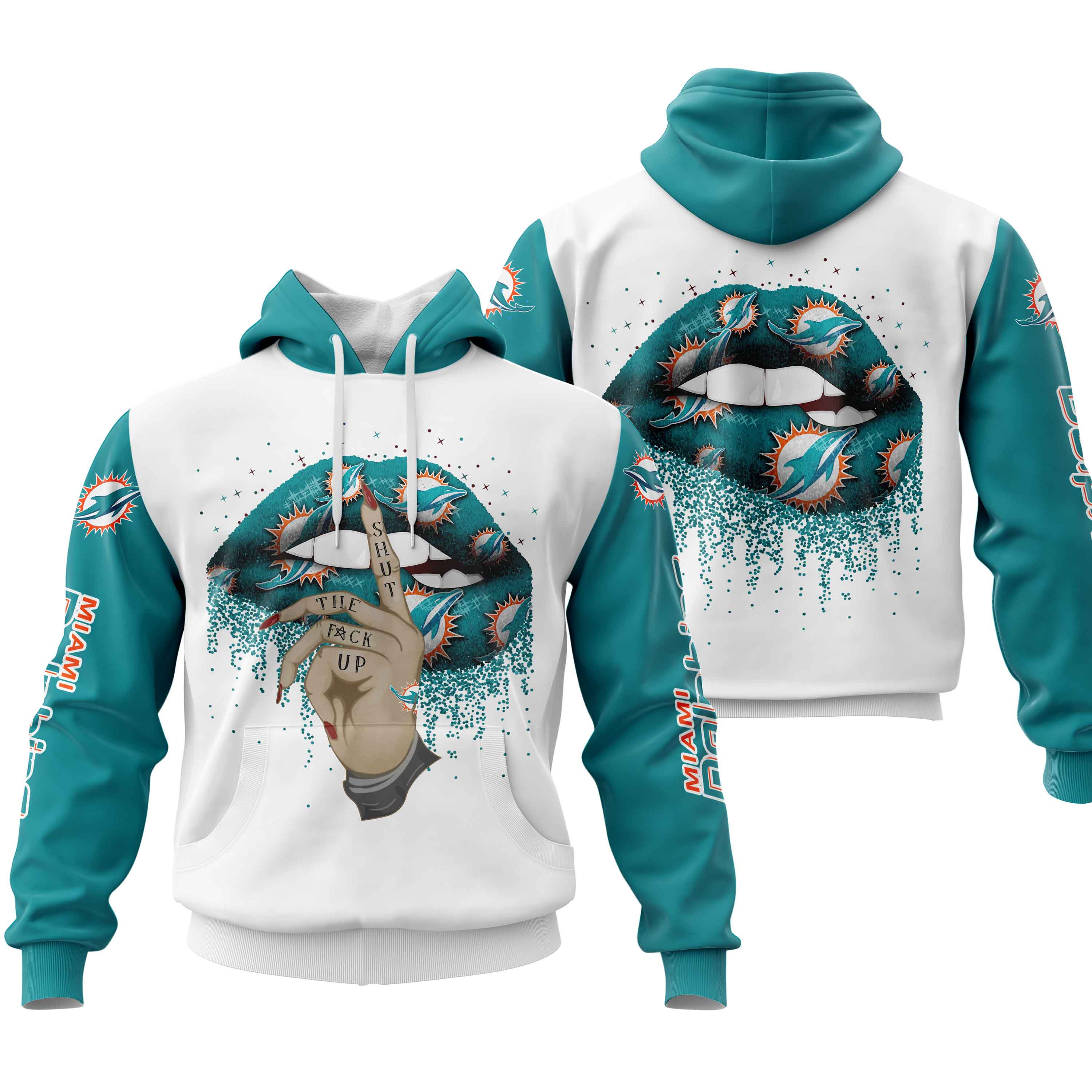 Miami Dolphins Lips Hoodie For Fans - Add Some Fun To Your Fan Gear