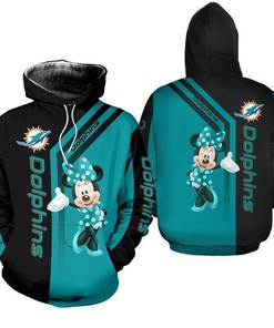 Miami Dolphins Minnie Mouse 3D Hoodie - The Perfect Combination For Disney And Nfl Fans