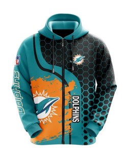 Miami Dolphins Nfl All Over Print Zip Hoodie - Ideal Gift For Fans
