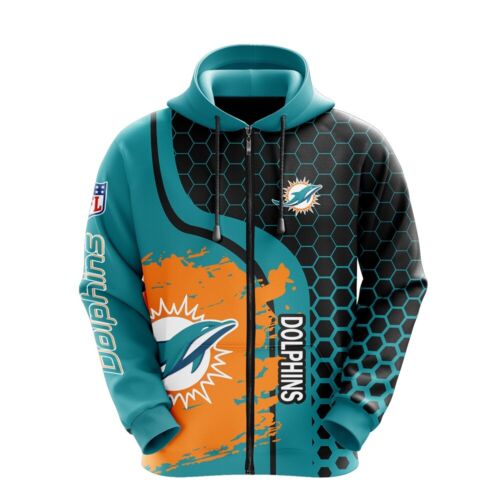 Miami Dolphins Nfl All Over Print Zip Hoodie - Ideal Gift For Fans