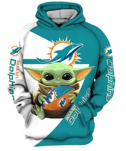 Miami Dolphins Nfl Baby Yoda Star Wars 3D Hoodie For Fans With All Over Print Design