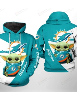 Miami Dolphins Nfl Baby Yoda Team 3D All Over Print Hoodie, Zip-Up Style With Customization Option