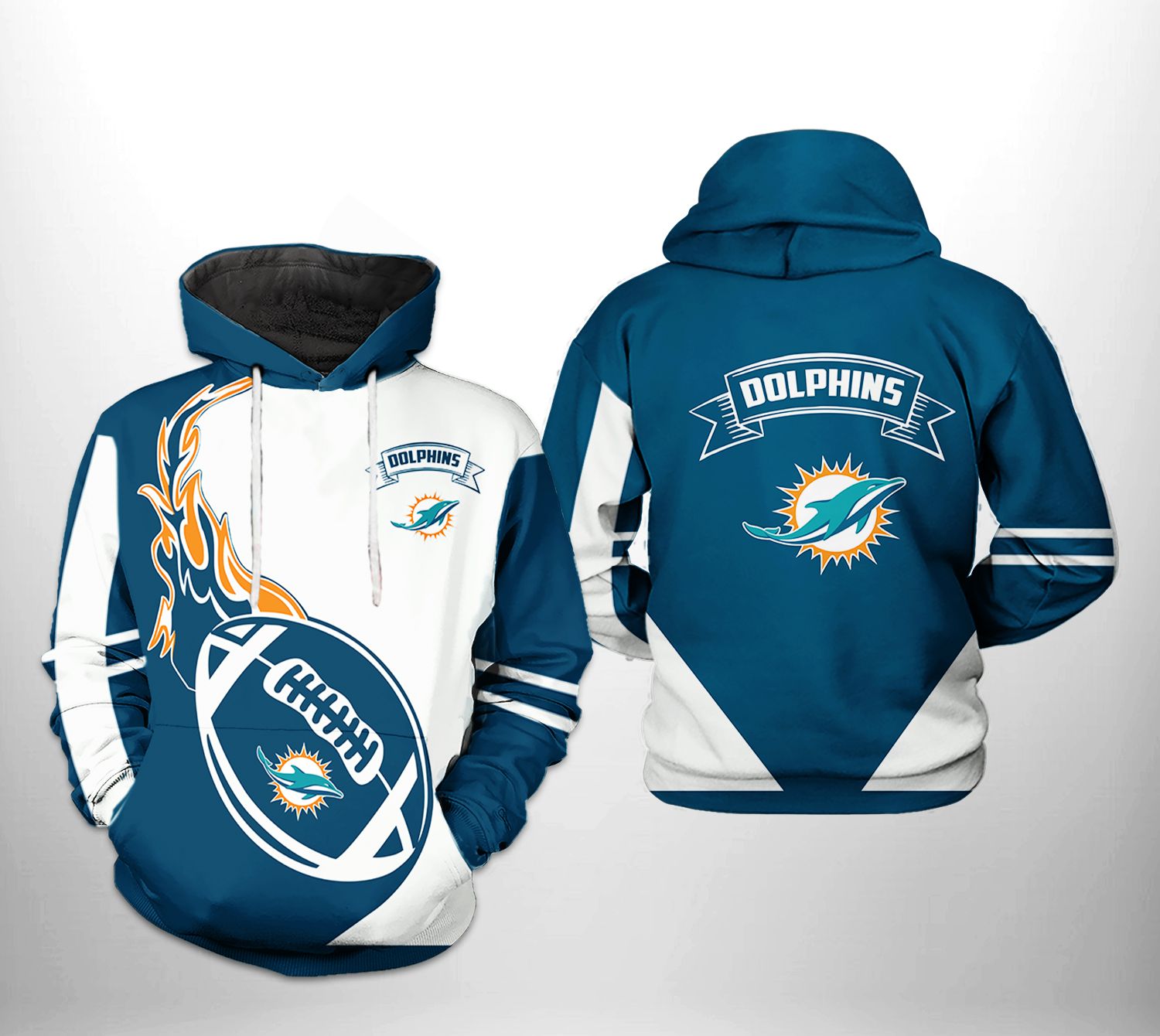 Miami Dolphins Nfl Classic 3D Printed Hoodie With Unique Zipper Style And All Over Print Design