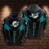 Miami Dolphins Nfl Fan Gift - Custom All Over Print Zip Hoodie With Unique 3D Graphic
