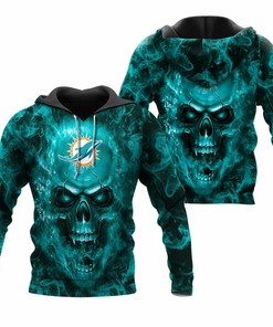 Miami Dolphins Nfl Fan Skull 3D Hoodie - An Edgy Way To Show Your Support