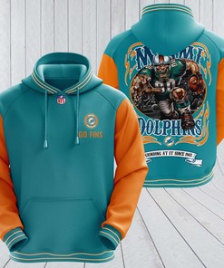 Miami Dolphins Nfl Fathead Mascot All Over Print 3D Hoodie