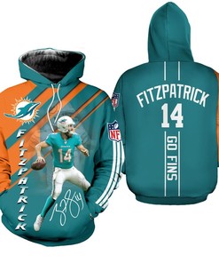 Miami Dolphins Nfl Fitzpatrick 14 Go Fins Limited Edition Full 3D Hoodie - Celebrate Fitzpatrick And The Team