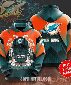 Miami Dolphins Nfl Hoodie Bandana Skull Limited Edition With Custom All Over Print Design