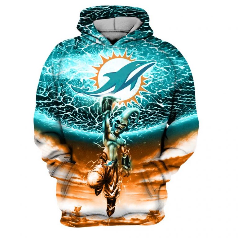 Miami Dolphins Nfl Kid Buu Dragon Ball Z 3D Hoodie - A Unique Combination Of Dragon Ball Z And Nfl Fandom
