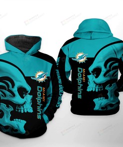 Miami Dolphins Nfl Skull 3D All Over Print Hoodie, Zip-Up Style With Customization Option