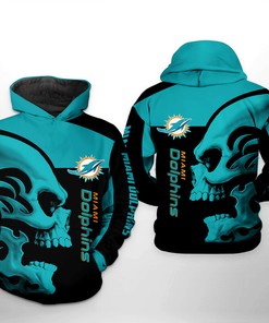 Miami Dolphins Nfl Skull 3D Printed Hoodie - Add Some Edge To Your Fan Gear