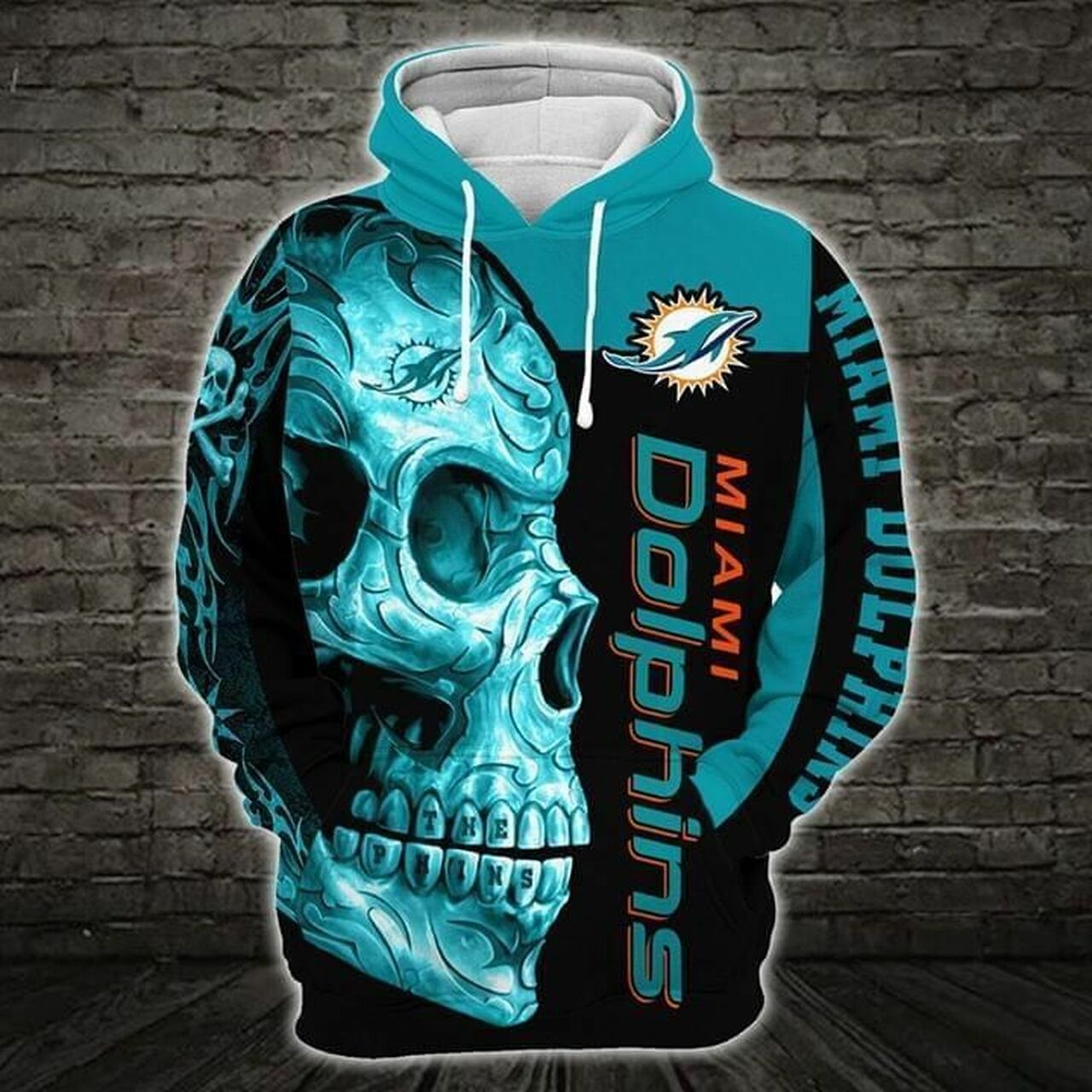 Miami Dolphins Nfl Skull 3D Zip-Up Hoodie - Stay Stylish On Game Day