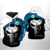 Miami Dolphins Nfl Skull Punisher Team 3D All Over Print Hoodie, Zip-Up Style With Customization Option