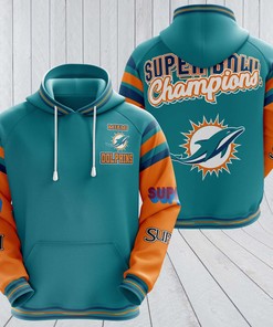 Miami Dolphins Nfl Super Bowl Champions All Over Print 3D Hoodie