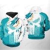 Miami Dolphins Nfl Team Skull 3D All Over Print Hoodie, Zip-Up Style With Customization Option