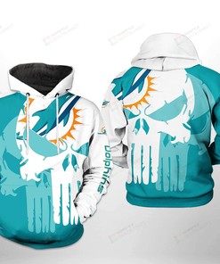 Miami Dolphins Nfl Team Skull 3D All Over Print Hoodie, Zip-Up Style With Customization Option