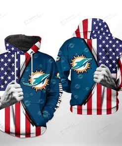 Miami Dolphins Nfl Us Flag Team 3D All Over Print Hoodie, Zip-Up Style With Customization Option