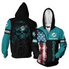 Miami Dolphins Personalized And Customized 3D Print Skull Hoodie 