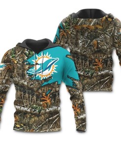 Miami Dolphins Realtree Camo 3D Hoodie For Hunting And Nfl Fans