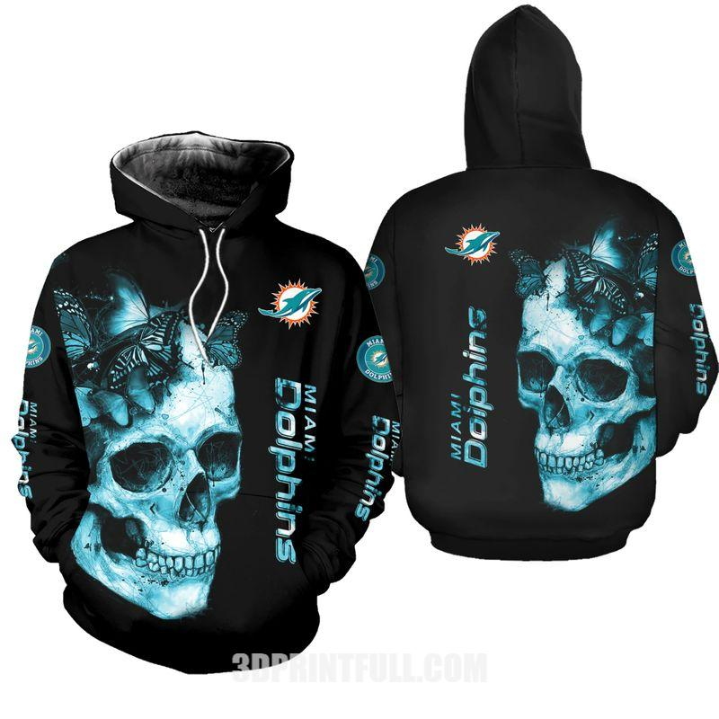 Miami Dolphins Skull 3D Hoodie - Perfect Gift For Diehard Fans