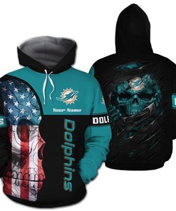 Miami Dolphins Skull 3D Print Custom Hoodie - Make It Your Own
