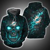 Miami Dolphins Skull 3D Print Hoodie - Perfect For Nfl Fans