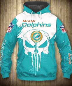Miami Dolphins Skull All Over Print 3D Hoodie