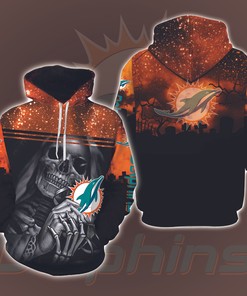 Miami Dolphins Skull Halloween 3D Printed Hoodie - Perfect For Spooky Fans