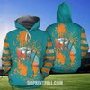 Miami Dolphins Skull Hand Logo Ball All Over Print Grunge 3D Hoodie 