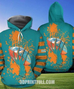 Miami Dolphins Skull Hand Logo Ball All Over Print Grunge 3D Hoodie 