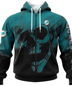 Miami Dolphins Skull Hoodie With Custom Name & Number - Perfect Gift For Fans