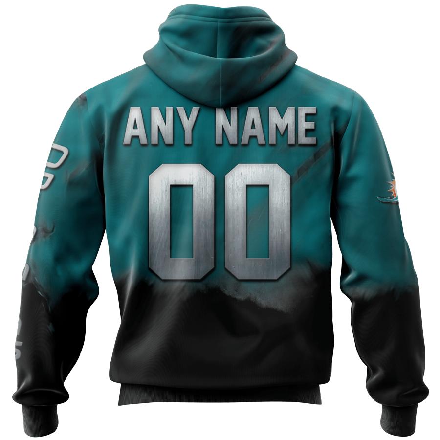 Miami Dolphins Skull Hoodie With Custom Name & Number - Perfect Gift For Fans