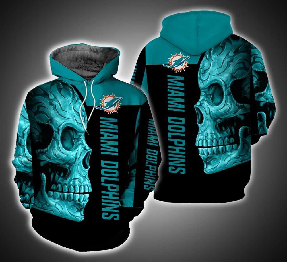 Miami Dolphins Skull Ver.12.15 3D Print Hoodie For Unique Fans