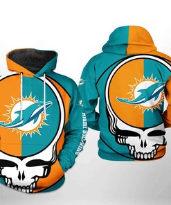 Miami Dolphins Team Logo Grateful Dead Skull Style Hoodie - A Unique Take On Team Spirit