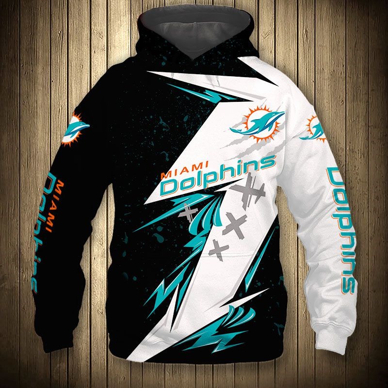 Miami Dolphins Thunder Graphic Hoodie - Add Some Thunder Bolt To Your Fan Gear