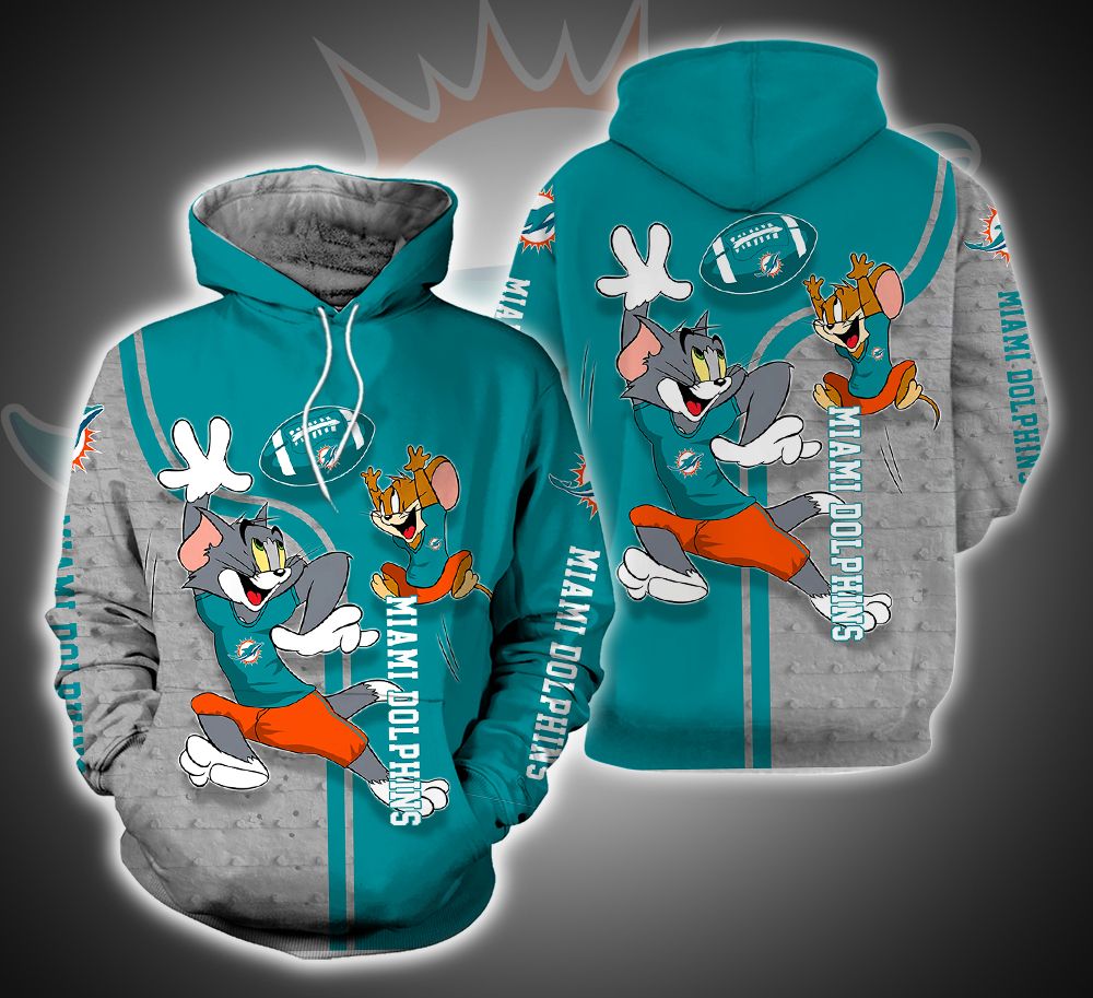 Miami Dolphins Tom And Jerry 3D Printed All Over Print Hoodie