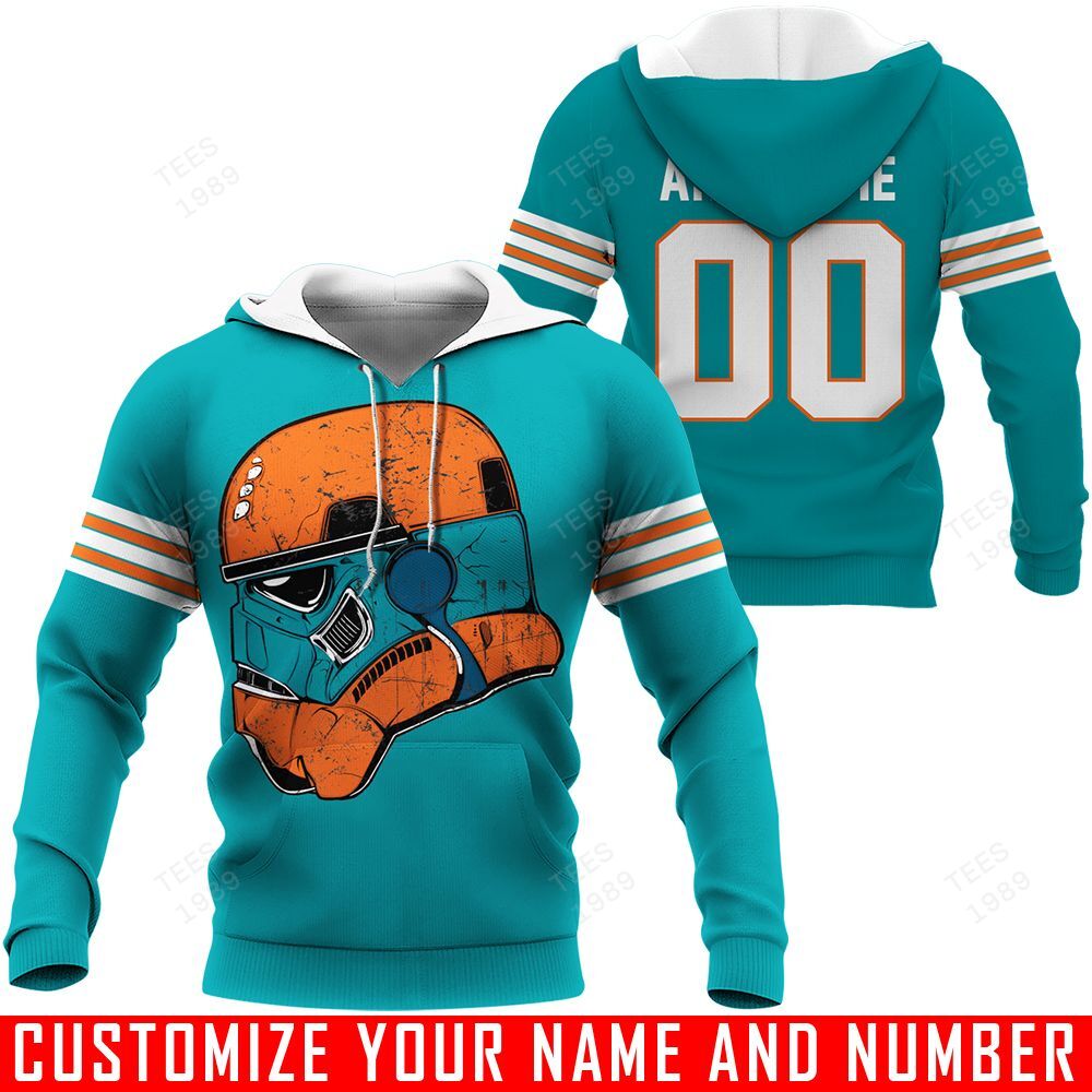 Miami Dolphins Trooper Helmet Customized Hoodie - Perfect For Fans