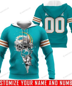 Miami Dolphins V1 Helmets Customized Hoodie With Name And Number - Perfect For Fans