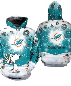 Miami Dolphins Xmas Snoopy Limited Edition 3D Zip-Up Hoodie