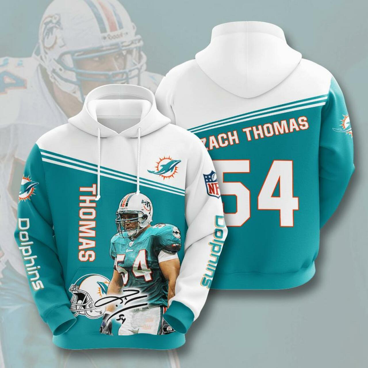 Miami Dolphins Zach Thomas Hoodie Sports American Football Nfl 3D - Perfect For Fans