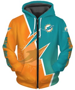 Miami Dolphins Zigzag Graphic Zip Hoodie - Add Some Zigzag To Your Look