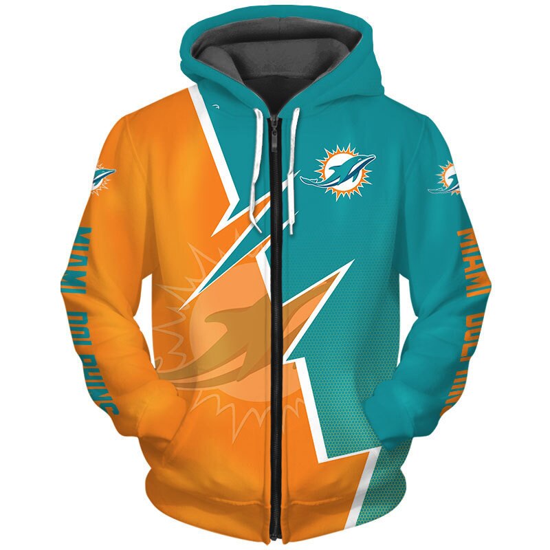 Miami Dolphins Zigzag Graphic Zip Hoodie - Add Some Zigzag To Your Look